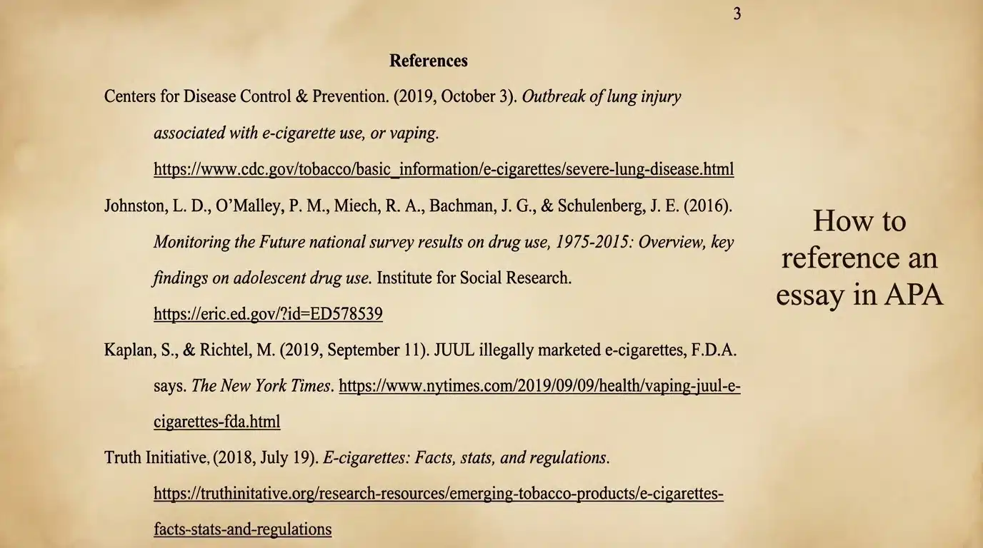 How to reference an essay in APA