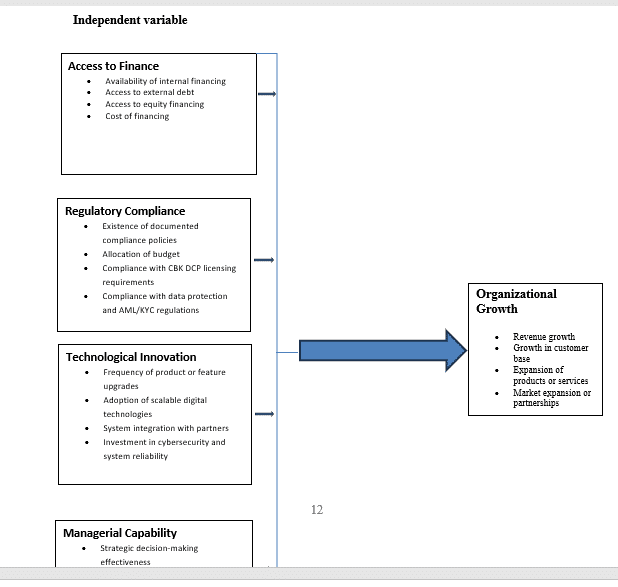 Post-Market Entry Strategies And Organizational Growth Of Early-Stage Fintech Startups In Nairobi. 1 Conceptual Framework Diagram